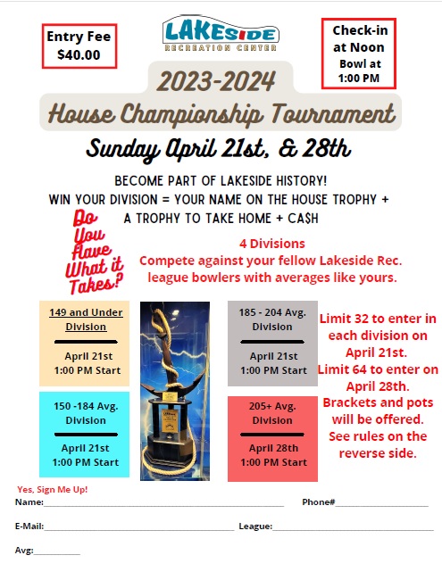 2023 - 2024 Lakeside Recreation Center House Championship 2023 - 2024 Lakeside Recreation Center House Championship